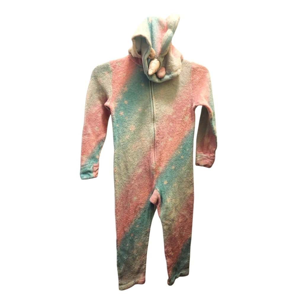 Justice Pink and Blue Unicorn One Piece Pajama Open Foot